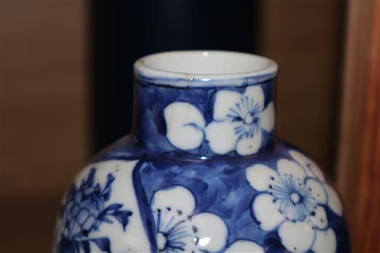 Five 19th century Chinese blue and white vases, three covers tallest 28cm